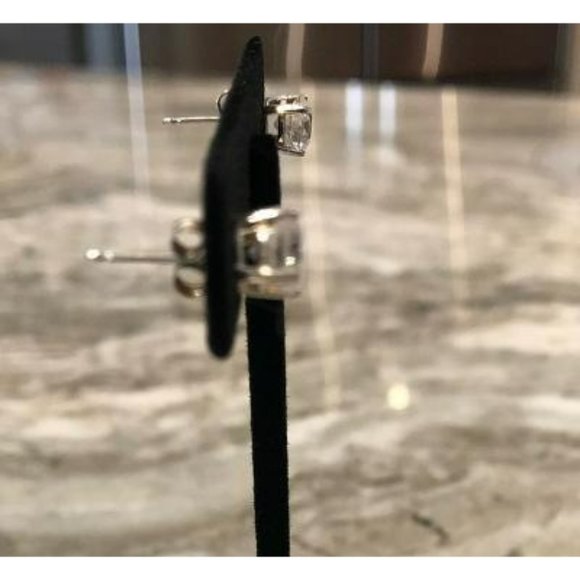 Classic Round CZ White Gold Stud Earrings - Picture 4 of 5